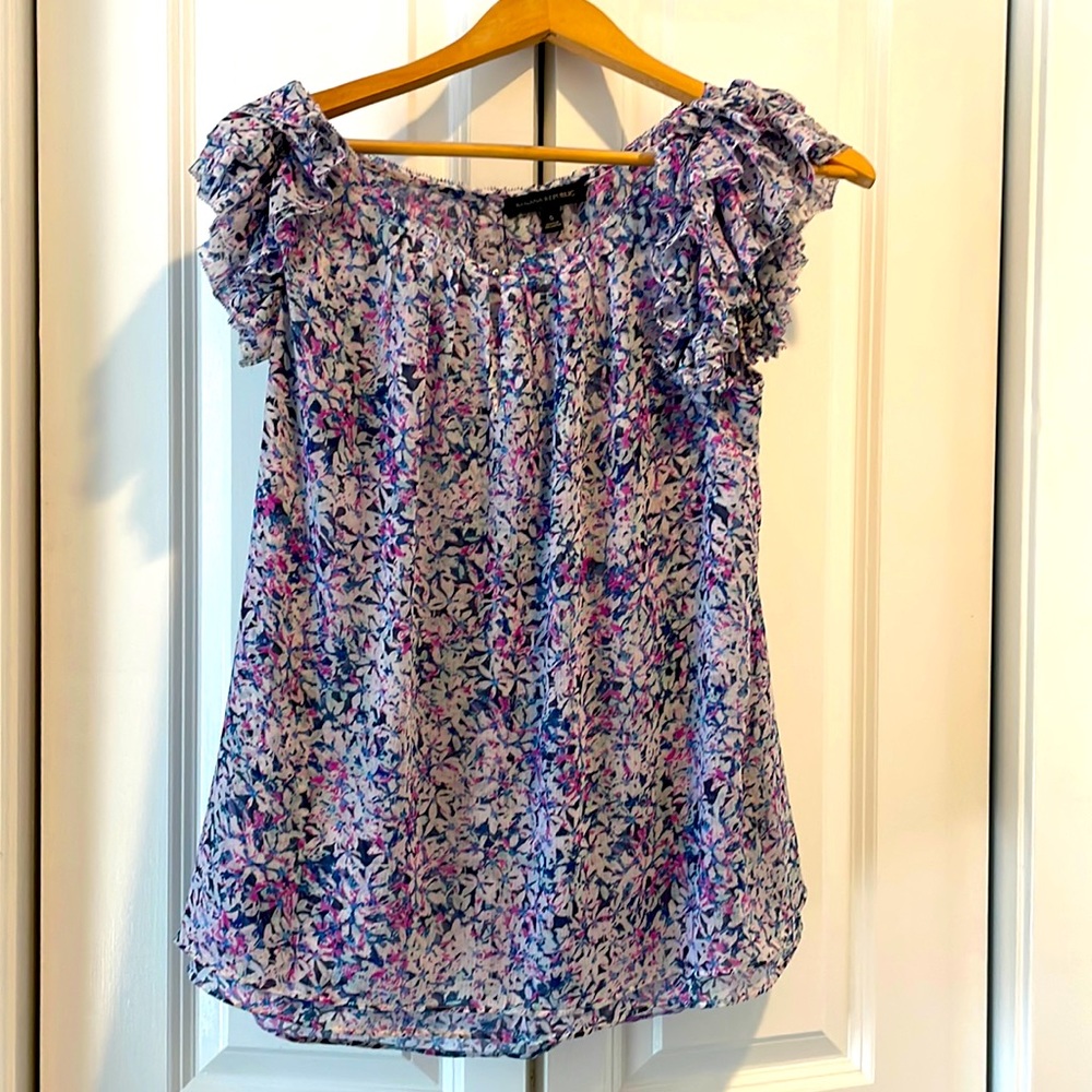 Pink & Purple Banana Republic Ruffle sleeve top.
